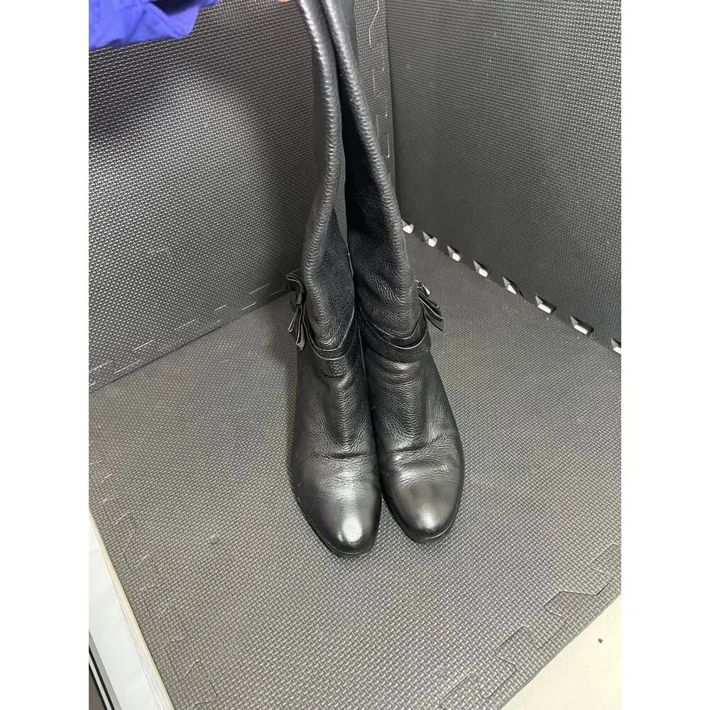 Kate Spade Mandi Knee High Boots Size 9.5M‎ Black Pebbled Leather Designer